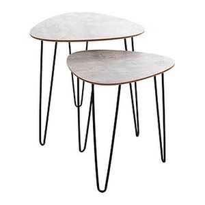 HAKU Möbel Beistelltische-Set dreieckig abgerundet MDF-Platte Betonoptik, 1 St.