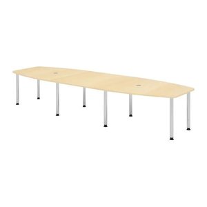 HAMMERBACHER Konferenztisch KT40C ahorn Tonnenform, Rundrohr chrom, 400,0 x 85,0/130,0 x 72,0 - 74,0 cm