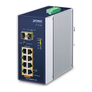 PLANET Industrial 8-Port GE 802.3at PoE + 2 1000X SFP +12V