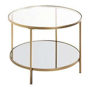 HAKU Möbel Beistelltisch rund Spiegel, Sicherheitsglas gold 60,0 x 60,0 x 45,0 cm, 1 St.