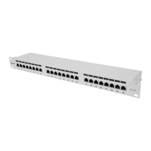 INTELLINET 24-Port Cat6a Patchpanel FTP 1HE grau