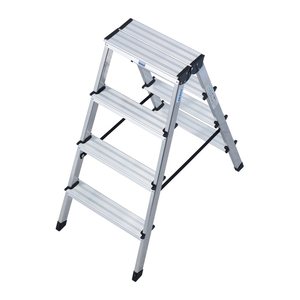 KRAUSE Stehleiter beidseitig MONTO Dopplo silber 2x 4 Stufen, H: 95,0 cm