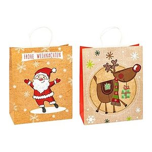 TSI Geschenktüten Weihnachten Kraftpapier Serie 1 Motiv sortiert 26,0 x 32,0 cm, 6 St.