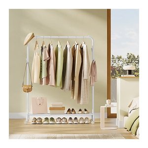 SONGMICS Rollgarderobe weiß Metall 4 Haken 103,5 x 155,0 cm, 1 St.