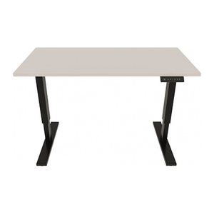 BISLEY E-StarterTech elektrisch höhenverstellbarer Schreibtisch lichtgrau rechteckig, T-Fuß-Gestell schwarz 140,0 x 80,0 cm