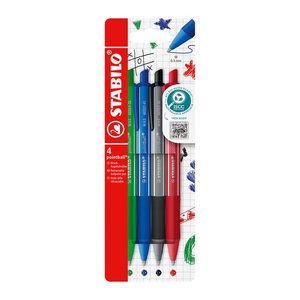 STABILO Kugelschreiber-Set pointball colorful farbsortiert, Schreibfarbe: blau, 4 St.