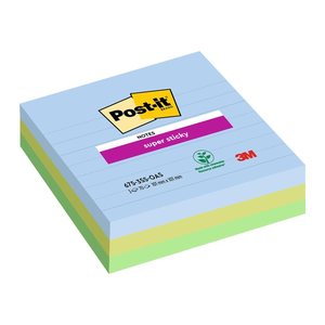 Post-it® Super Sticky Oasis Haftnotizen extrastark farbsortiert, 3 Blöcke