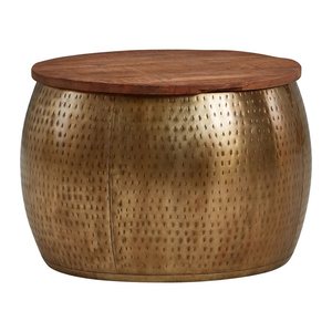 WOHNLING Couchtisch rund Massivholz gold 60,0 x 60,0 x 40,0 cm, 1 St.