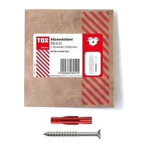 TOX TRI 5/31 010601021 Dübel mit Schrauben Ø 5 mm x 31 mm, 6 St.