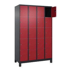 CP Schließfachschrank Classic Plus rubinrot, schwarzgrau 080010-405 S10034, 20 Schließfächer 120,0 x 50,0 x 195,0 cm