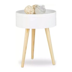 relaxdays Beistelltisch rund Holz weiß 38,0 x 38,0 x 50,0 cm, 1 St.