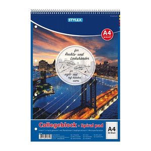 TOPPOINT Collegeblock Spiral pad liniert DIN A4 Innen- und Außenrand, 1 Block