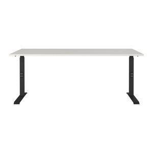 GERMANIA DOWNEY höhenverstellbarer Schreibtisch lichtgrau rechteckig, C-Fuß-Gestell schwarz 180,0 x 80,0 cm