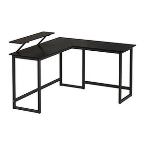 VASAGLE Schreibtisch schwarz L-Form, O-Fuß-Gestell schwarz 130,0 / 140,0 x 50,0 cm