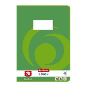 herlitz Schulhefte x.book Lineatur 20 blanko DIN A4 ohne Rand, 16 Blatt, 1 St.