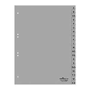 DURABLE Ordnerregister DIN A4 Vollformat A-Z grau 20-teilig, 1 Satz