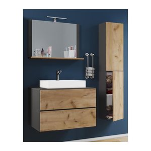 VCM my bath Badmöbel-Set 4-teilig Lendas L 915296 honig-eiche, anthrazit 94,0 x 46,0 x 150,0 cm
