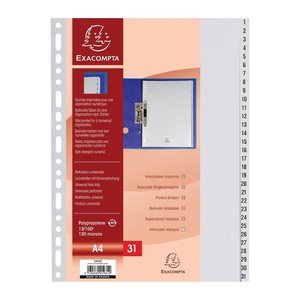 Exacompta Ordnerregister DIN A4 Vollformat 1-31 grau 31-teilig, 1 Satz