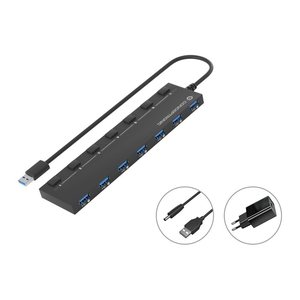 CONCEPTRONIC 7-Port Hub USB-A3.0->7xA3.2Gen1/DC m.Netz. sw