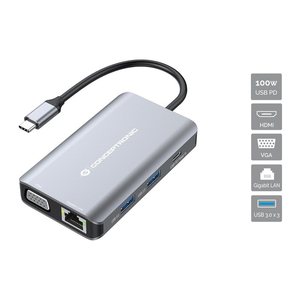 CONCEPTRONIC 7-1 Dock USB-C->HDMI/3xUSB-A/VGA/+ 25cm gr