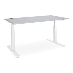 Elektrisch höhenverstellbarer Schreibtisch – Gestell Weiß (1800 x 800 mm, Platte Grau, Gestell RAL 9016)