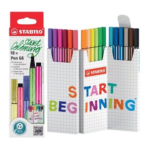 STABILO Pen 68 Filzstifte farbsortiert, 18 St.