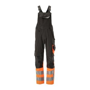 MASCOT® unisex Warnschutz-Latzhose Sunderland dunkelanthrazit, orange Größe 52