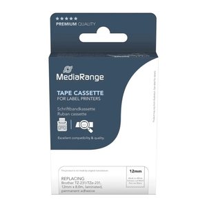 MediaRange Schriftband MRBTZ231 ersetzt brother TZ-231/TZe-231 , 12 mm, schwarz auf weiß, 1 St.