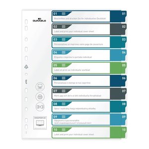 DURABLE Ordnerregister DIN A4 Überbreite 1-10 farbig 10-teilig, 1 Satz