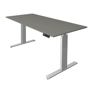 Kerkmann Move 3 tube elektrisch höhenverstellbarer Schreibtisch grafit rechteckig, T-Fuß-Gestell silber 180,0 x 80,0 cm