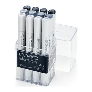 COPIC® Sketch Cool Grey Layoutmarker-Set farbsortiert 1,0 + 6,0 mm, 12 St.