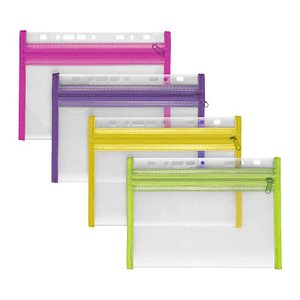 VELOFLEX Reißverschlussbeutel VELOBAG® XXS DIN A5 transparent/pink, lila, grün, gelb 0,3 mm, 4 St.