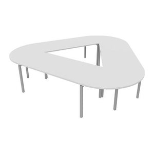 Quadrifoglio Konferenztisch Idea+ weiß Trapezform, Vierkantrohr alu, 320,0 x 298,0 x 74,0 cm