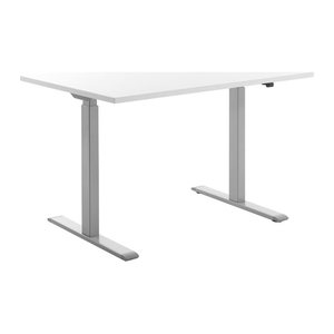Topstar E-Table elektrisch höhenverstellbarer Schreibtisch weiß rechteckig, T-Fuß-Gestell grau 120,0 x 80,0 cm