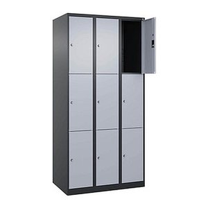 CP Schließfachschrank Classic Plus schwarzgrau, weißaluminium 080000-303 S10037, 9 Schließfächer 90,0 x 50,0 x 185,0 cm