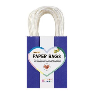 folia Papier-Tragetaschen BASIC M blau, hellblau, rosa, rot, gelb, weiß, mint 18,0 x 21,0 cm, 7 St.