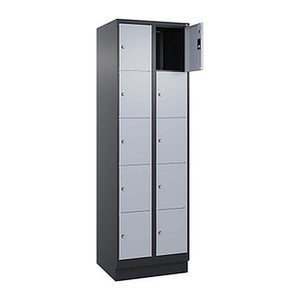 CP Schließfachschrank Classic PLUS schwarzgrau, weißaluminium 080020-205 S10013, 10 Schließfächer 60,0 x 50,0 x 195,0 cm
