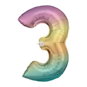 amscan® Folienballon Zahl 3 regenbogen, 1 St.