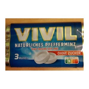 VIVIL® Pfefferminz ohne Zucker Bonbons 84,0 g, 3 Rollen