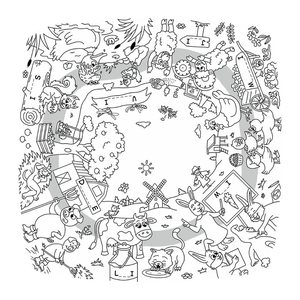 PAPERFLOW Kids Dschungel Maltisch quadratisch Spanplatte weiß 60,0 x 60,0 x 46,0 cm, 1 St.