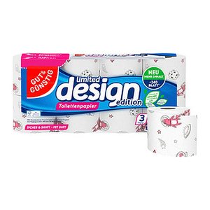 GUT&GÜNSTIG Toilettenpapier limited design 3-lagig, 8 Rollen