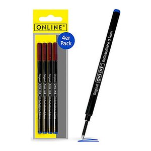 ONLINE® Rollerball-Minen Gelschreiberminen blau 0,7 mm 4 St.