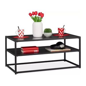 relaxdays Couchtisch rechteckig MDF-Platte schwarz 90,0 x 50,0 x 42,0 cm, 1 St.
