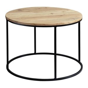 WOHNLING Couchtisch rund Massivholz akazie 60,0 x 60,0 x 43,0 cm, 1 St.