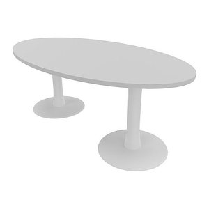 Quadrifoglio Konferenztisch Idea+ lichtgrau oval, Säulenfuß weiß, 200,0 x 110,0 x 74,0 cm