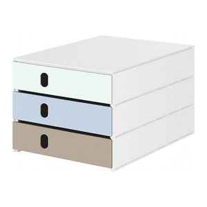 styro Schubladenbox styroval pro feelings, Sea Shore  weißgrün, hellblau, beige 14-8050.Se, DIN A4 mit 3 Schubladen, 1 St.