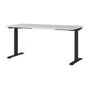 GERMANIA JET höhenverstellbarer Schreibtisch lichtgrau rechteckig, T-Fuß-Gestell schwarz 160,0 x 80,0 cm