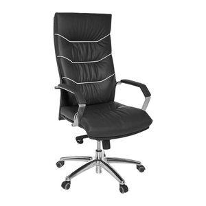AMSTYLE XXL Chefsessel, SPM1.163 Leder schwarz, Gestell silber