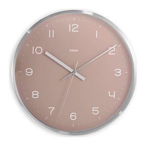 hama Funkwanduhr Fidschi rosa silber Aluminium, Ø 30,0 cm