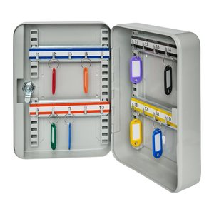 ALCO Schlüsselkasten lichtgrau mit 20 Haken, Zylinderschloss, 18,0 cm 8,0 cm, 1 St.